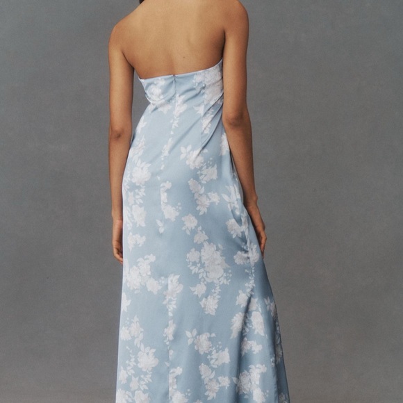 Anthropologie Sky Blue Floral Halter Maxi Dress - Picture 2 of 7